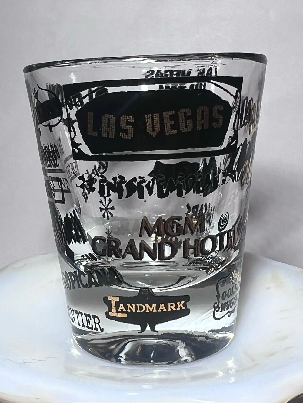 Vintage 70s Las Vegas Landmark Shot Glass - Set of 4